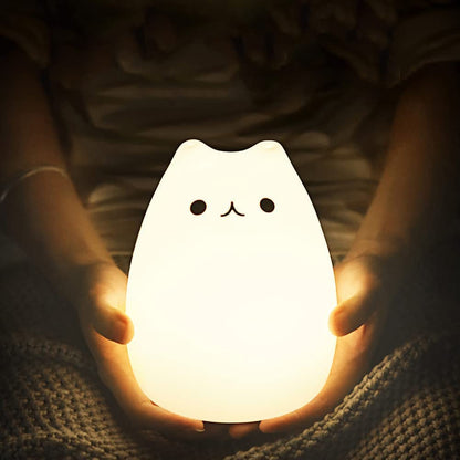 Rechargeable Remote Control Cat Night Light – Soft Silicone, Cute & Cozy for Kids